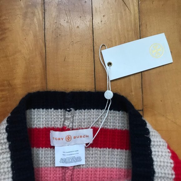 NWT Tory Burch 100% Cashmere Striped Neck Warmer Gaiter - Picture 2 of 2